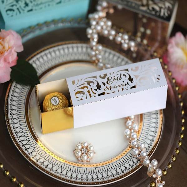 Mordely 10st Eid Mubarak Godislådor Ramadan Godispåse GULD gold