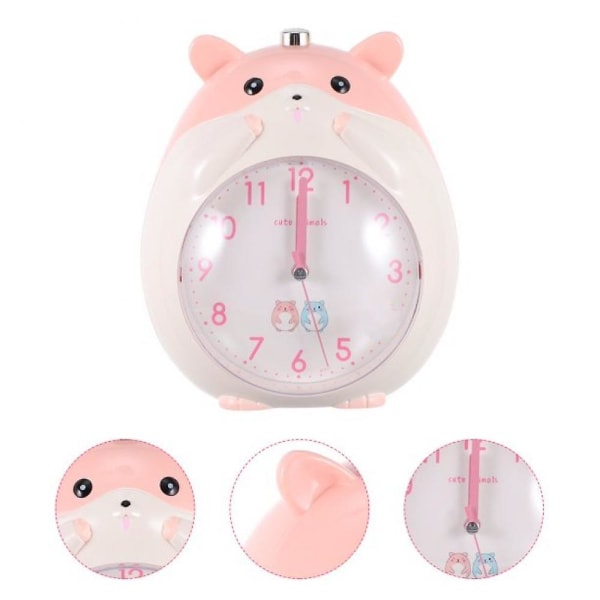 Children's Alarm Clock Cartoon Hamster Clock Night Light Boys And Girls&#39; Alarm Clock Bedroom Alarm Clock - Pink