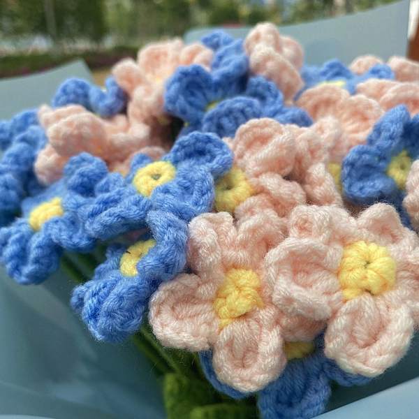 Mordely Handstickad lavendelblomma Lavendelflätad blomma BLÅ Blue