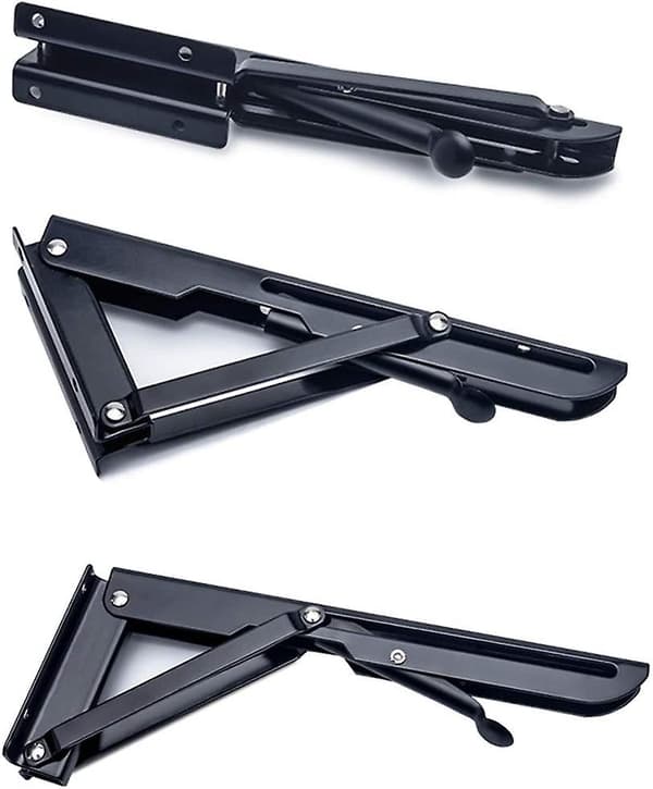 2 Pieces Folding Bracket 250mm, Heavy Duty Stainless Steel Folding Shelf Hinge Wall Mount Space Saving Diy Triangle Bracket For Bench Table Bookcase F