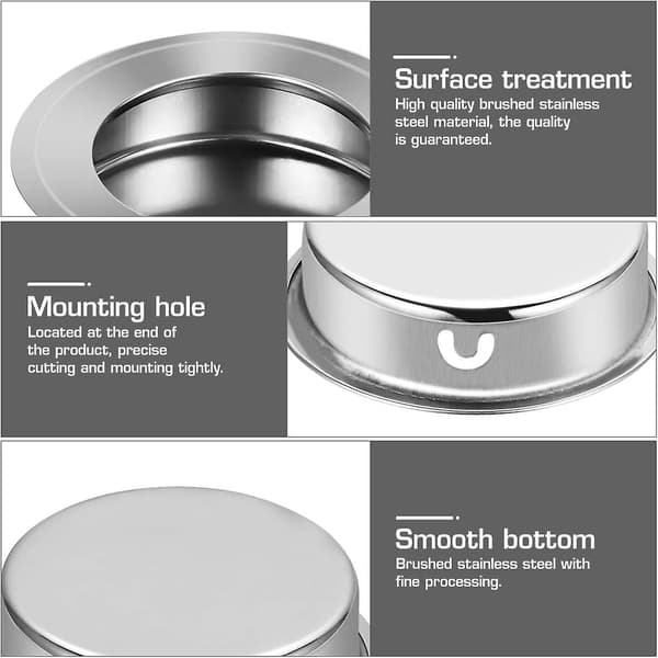 Mordely 4pcs Recessed Pull Handle Flush Door Handles Stainless Steel Kitchen Cabinet Drawer Handles Cupboard Pull Handles
