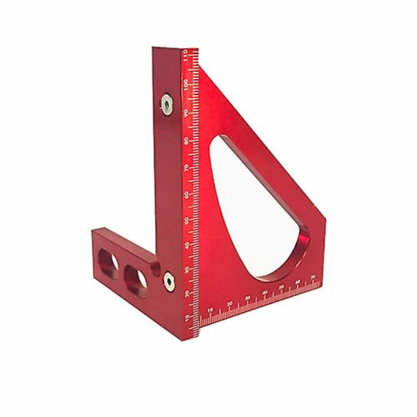 Woodworking Tools Aluminum Alloy 90 Degree Right Angle Ruler Multi-function Marking Ruler Triangular Ruler (red)