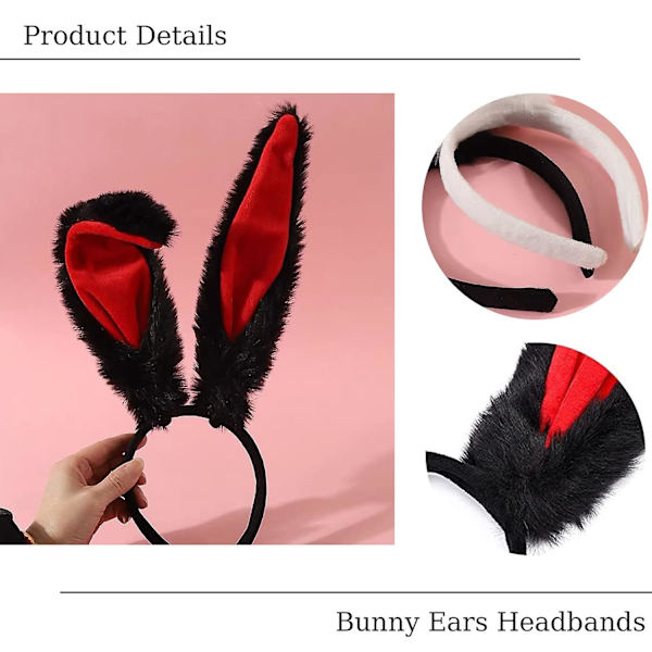 2023 Bunny Ears Pannband för flickor och kvinnor red