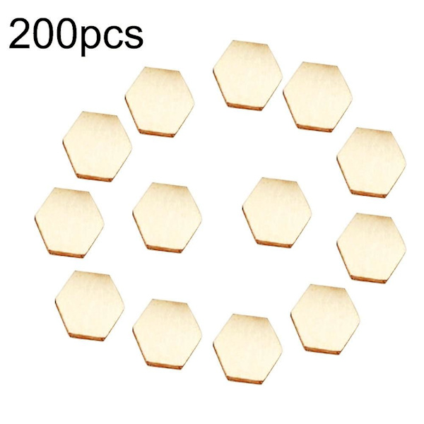 3 X 200pcs 1cm Wooden Hexagon Handcraft Tags Pendant Decoration Diy Ornament Tool