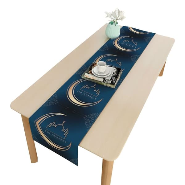 Mordely Eid Mubarak Bordslöpare Ramadan Dekorationsduk