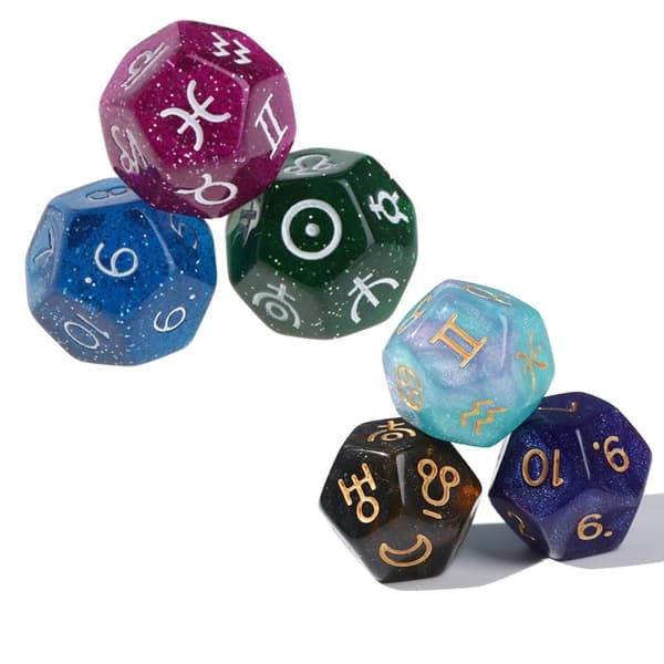 Mordely 6st Constellation Divination Dice 12-sidig Astrologi brädspel