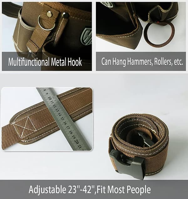 Mordely Quick Release Adjustable Tool Belt Heavy Duty Canvas Pouch For Jobs Organizer For Builder, Handyman