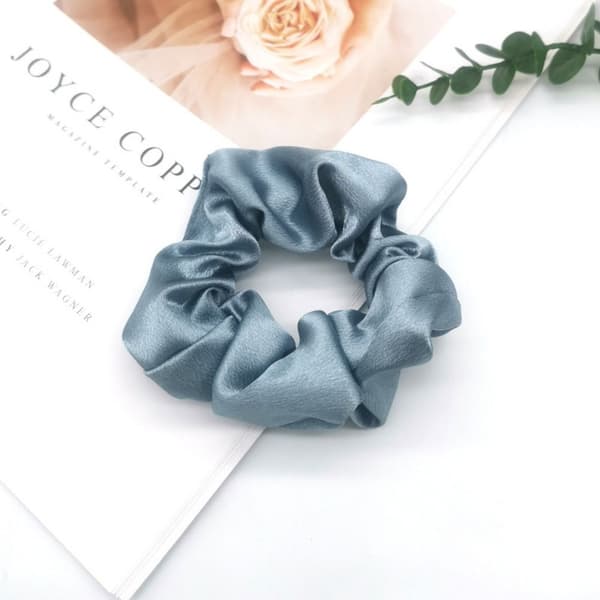 Satin Silk Hair Tie Elastiska Scrunchies PEACOCK BLUE peacock blue
