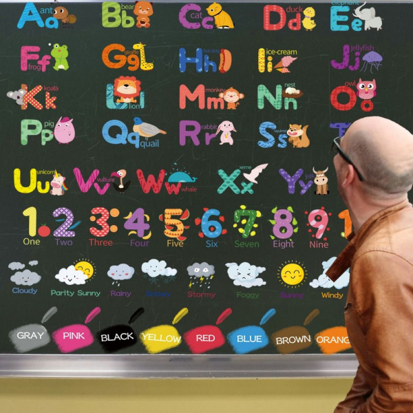 Mordely Alfabetets siffror Väggdekor Färg Väder Lärande Utbildning