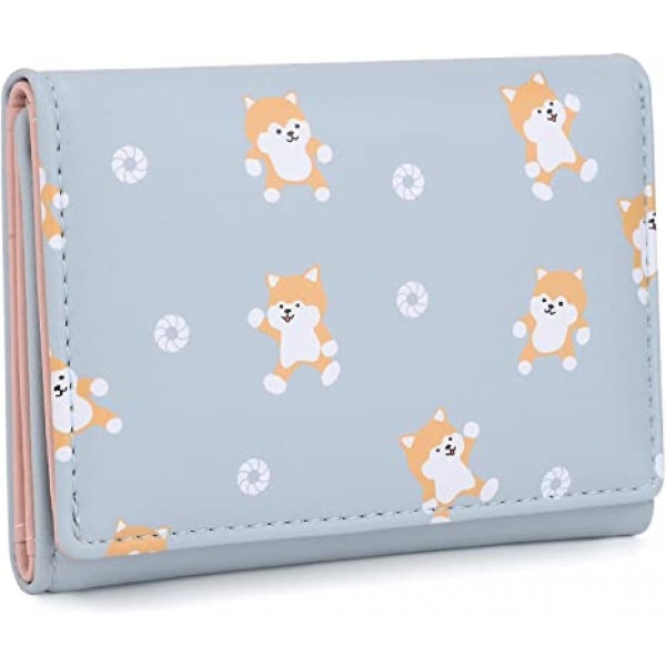 Kawaii Wallet For Girls Cute Cat Vegan Leather Card Holder Organizer Small Trifold Women Purse, Menw Cat A916-782 Blue