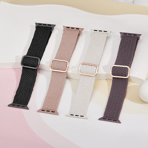 Flätad Stretchy Solo Loop kompatibel för Apple Watch Band 4pcs 2 38/40/41mm