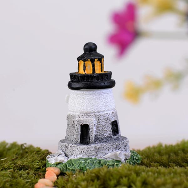 Mordely 5pcs Realistic Lighthouse Miniature Visual Delicate Resin Vivid Tiny Castle Miniatures For Bonsai