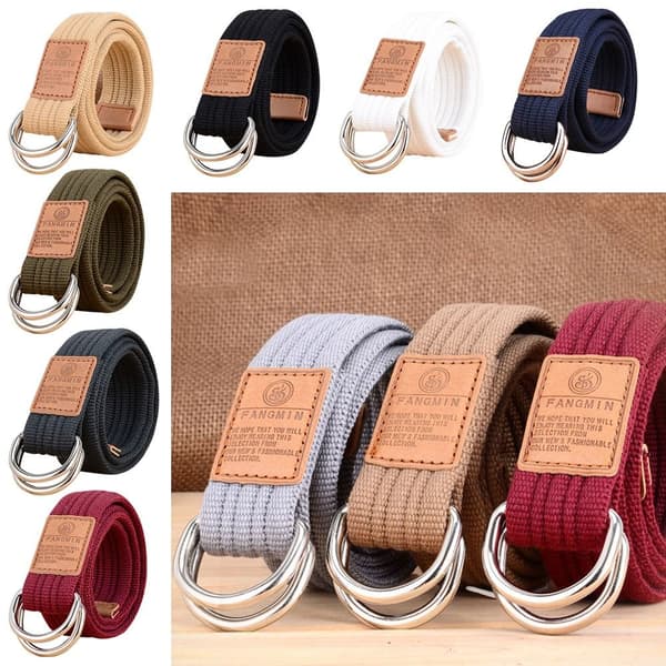Mordely Nylon flätat bälte dubbelring midjeband MAROON maroon