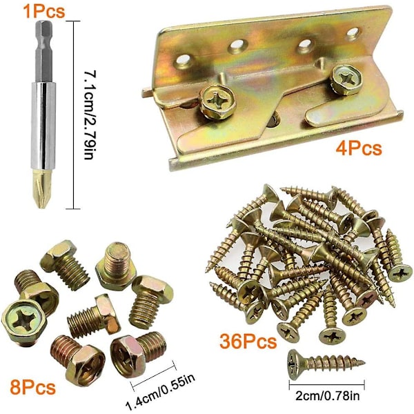 2023 Set Of 4 Heavyduty, Rustresistant Mortiseless Bed Rail Mounting