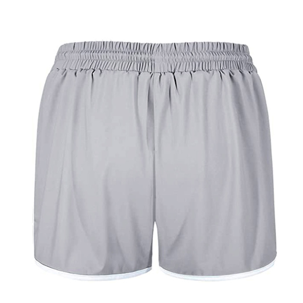 Mordely Women's Double Layer Drawstring Elastic Waist Athletic Shorts with Pockets,- Gray XXXL