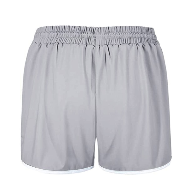Mordely Women's Double Layer Drawstring Elastic Waist Athletic Shorts with Pockets,Grey- Gray XXL