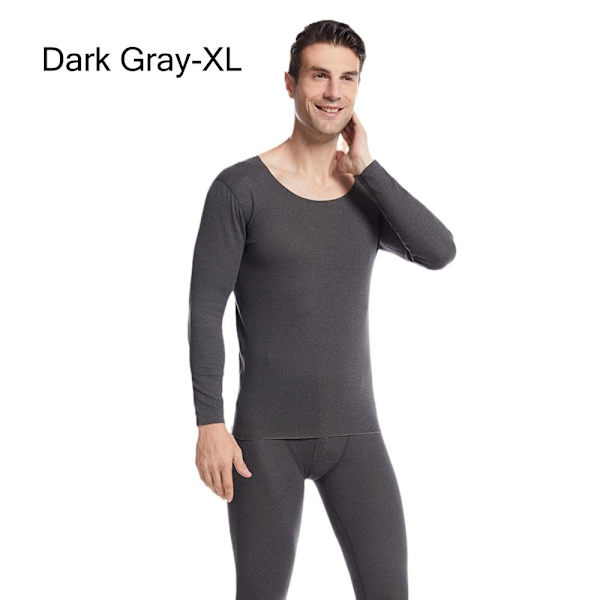 Thermal för män Helt Set Long Johns Top & Bottom MÖRK Dark Gray XL