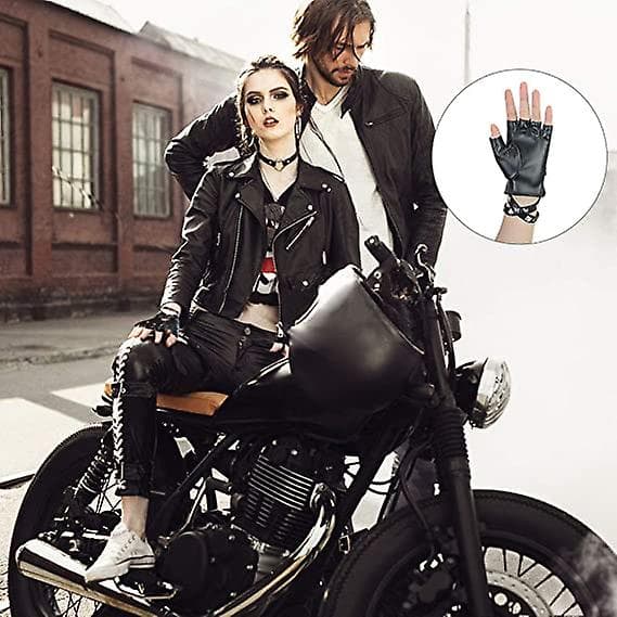 2023 PU Fingerless Leather Gloves (1 Pair, Black)