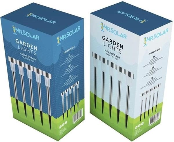 Mordely Mr. Solar Trädgårdslampor som laddas med solcell 5-pack