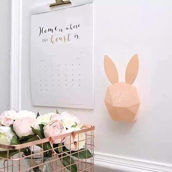 Mordely Alarm Clock Wall Clock, Night Light Table Clock Wake Up Light Cartoon Rabbit Bedside Table Lamp Gift Forkids Children Adults