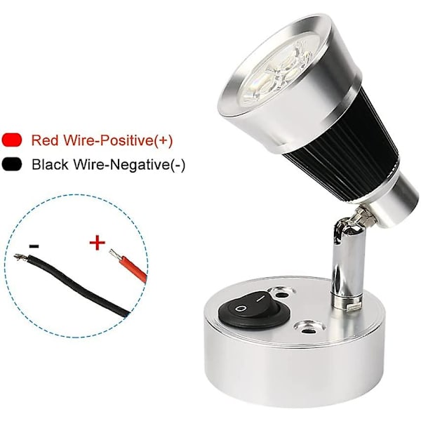 12v Led Spot Wall Reading Light, 2 Pcs Auto Led Light Adjustable Switch Interior E Van Light For Rv, , E, Boat, Yacht