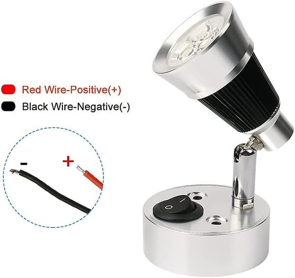Mordely 12v Led Spot Wall Reading Light, 2 Pcs Auto Led Light Adjustable Switch Interior E Van Light For Rv, , E, Boat, Yacht