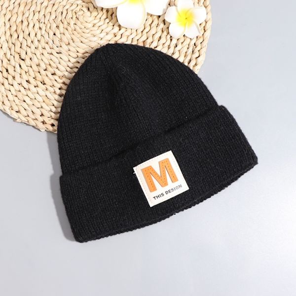 Mordely Brev Stickad Mössa Pullover Mössa SVART black