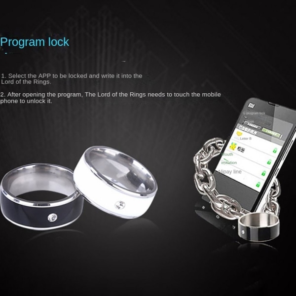 Mordely NFC Smart Ring Finger Digital Ring SVART 7 7 BLACK 7-7