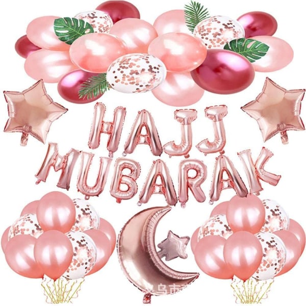 Mordely Eid Mubarak ballongballonger och tillbehör Banner rose gold