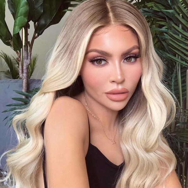 Mordely Dam Ombre blond - långt hår cosplay peruk - lockigt hai Golden One Size