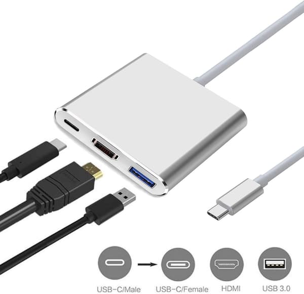Mordely USB-C till HDMI Adapter-Typ-C 3In1-omvandlarkabel