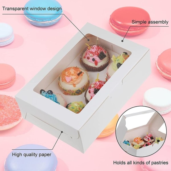 Mordely Papperspresentförpackning Cupcake Box Fodral 4 HÅL 4 holes