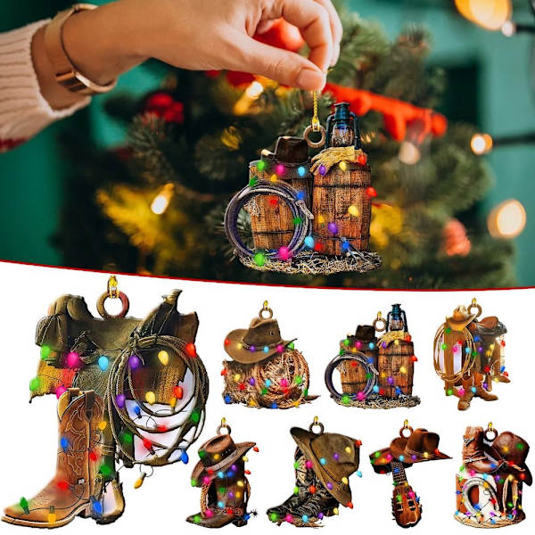 Mordely Hatt Stövlar Ornament Xmas Tree Hängande Skylt E-3PCS E-3PCS E-3pcs