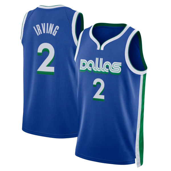 Mordely Herrar 2022-23 City Edition Dallas avericks Kyrie Irving #2 Blue Dri-FIT Swingman-tröja för vuxna M