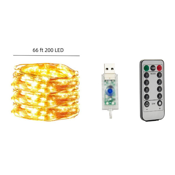 2-pack Fairy Lights USB Plug in String Lights LED-belysning warm white 200 LED 66ft2 pack-2 pack