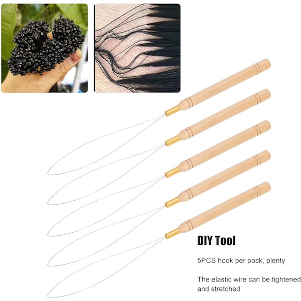 Mordely Hair Extension Loop Needle Kit Enkel användning Dragkrok Nål Flexibel för hemmet beige