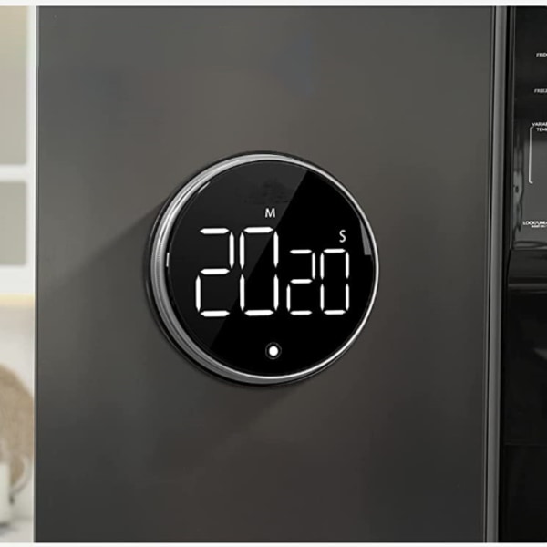Digital kökstimer, magnetisk nedräkningstimer med stor LED-displ Svart
