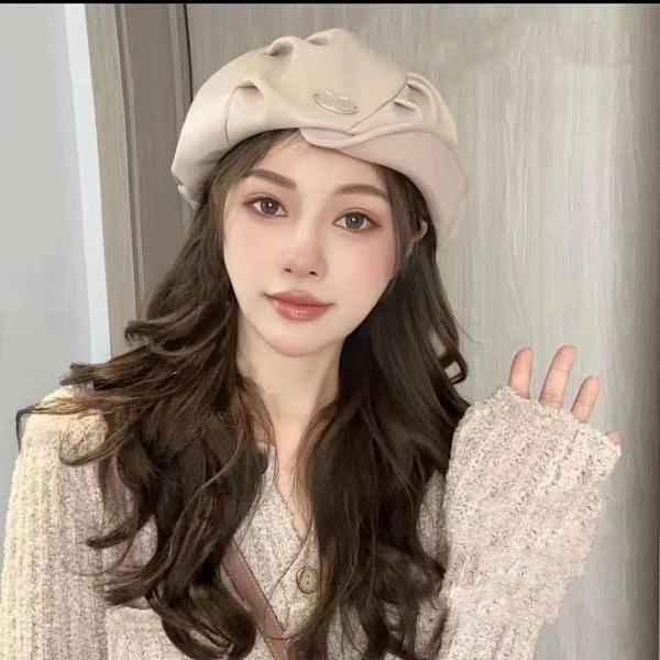 Mordely Cap PU Läder Basker KHAKI Khaki
