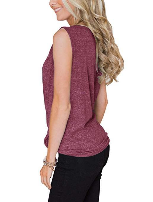 Women's V-Neck Button Down Tank Tops, ummer Casual Basic Tank Tops, trappy Front Camisole, - Wine Red S