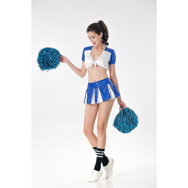 Women's Cheerleading Sports Uniform Cheerleader Costume Cosplay Dancewear Outfit Crop Top with ini Pleated Skirt for Dancing M
