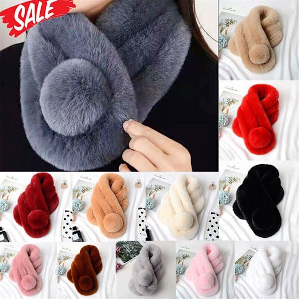 Mordely Kvinnor Dam Fuskpälskrage Scarf Neck Wrap Scarves Black