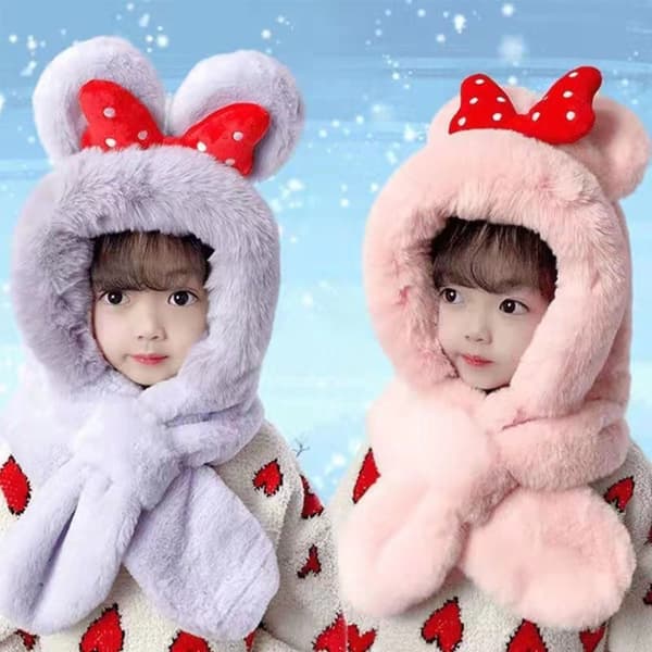 Mordely Vinter barn mössa plus fleece barn kepsar tecknad hatt white
