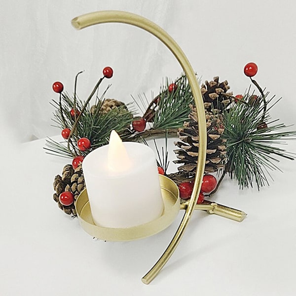 Mordely Candle Holder Retro Romantic Wrought Iron Semicircle Moon Candlestick Dining Table Ornament For Party
