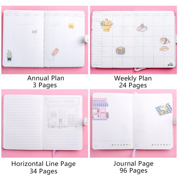 Mordely 224 sidor arn Söt Notebook Planner Agenda Anteckningar ok