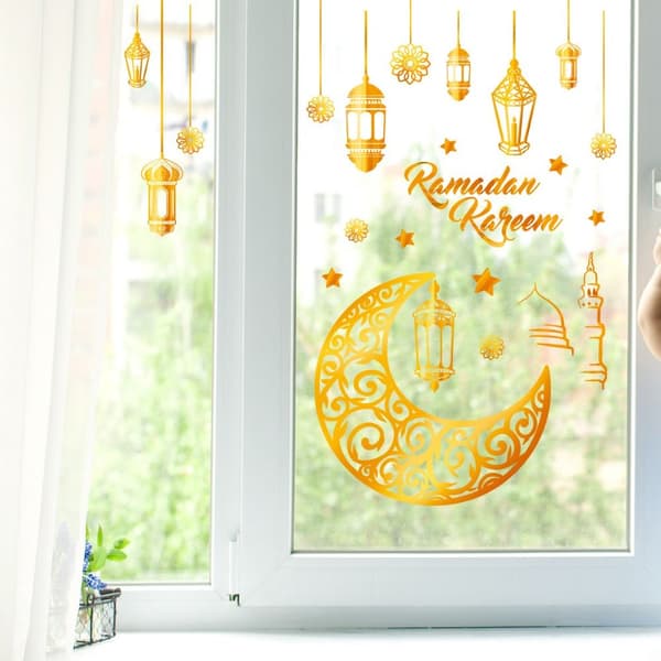 Mordely Eid Mubarak Fönsterdekaler Väggdekaler Ramadan Decor