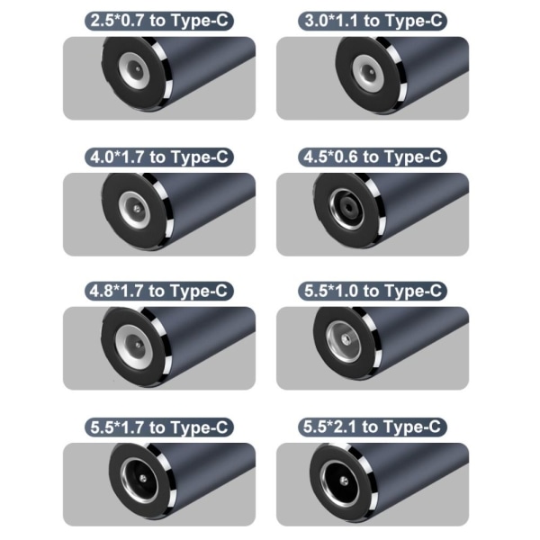 Mordely DC till typ C-omvandlare Laddningskabel för bärbar dator 6,3X3,0MM 6.3x3.0mm