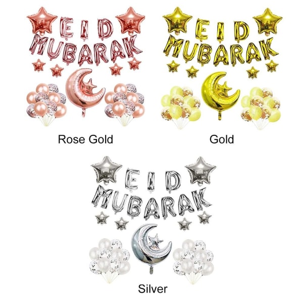 Mordely Eid Mubarak Eid Ballonger SILVER Silver