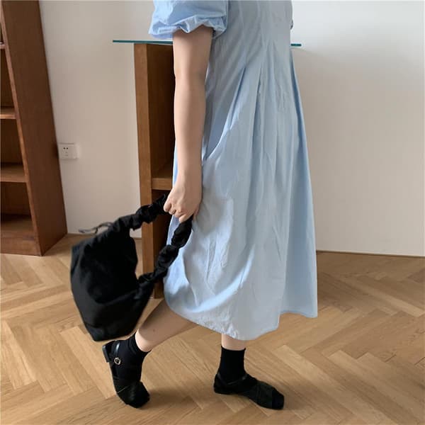 2023 Single-shoulder Pleated Drawstring Canvas Bagwomen Drawstring Shoulder Handbag (black )