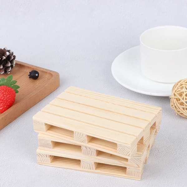 Mordely Trä Cup Coaster Mini Pall Drinks Isolering Pad wooden