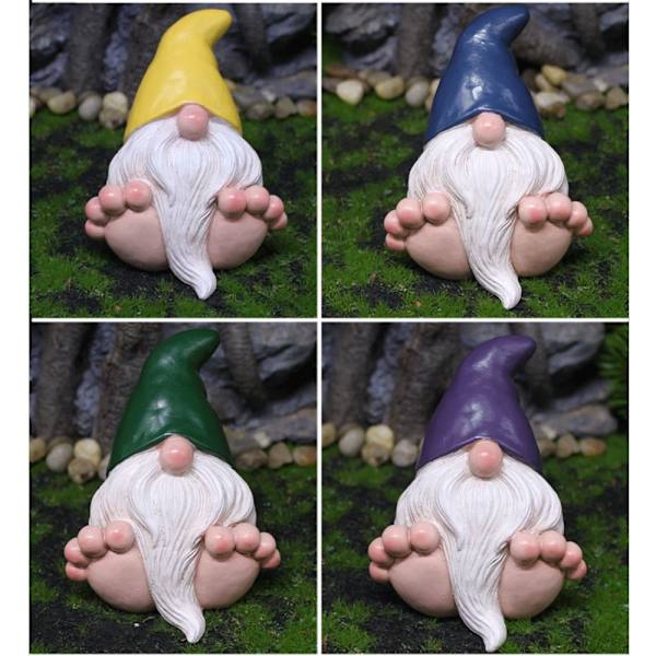 Mordely Miniatyr Gnome Figurines Big Feet Dwarfs Staty GUL yellow